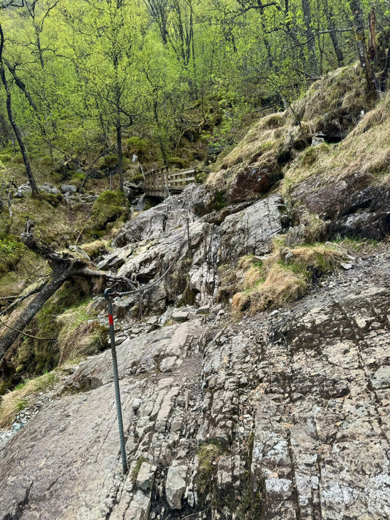 Hinter dem Wasserfall weiter wandern
